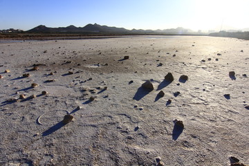 dry natural salt lakes (Salinas) on the south coast of Murcia, Spain