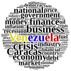 Illustration with word cloud on Venezuela.