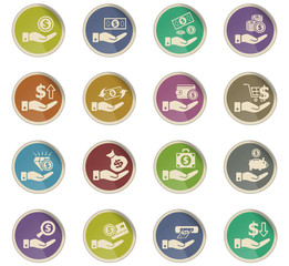 hand and money icon set