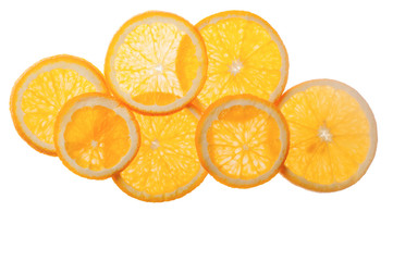 Sliced fresh orangeas isolated on white