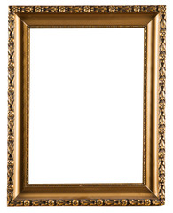 golden decorative frame for painting isolated on white 