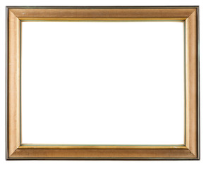 wooden decorative frame for painting isolated on white 