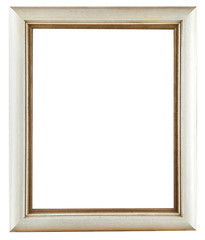 wooden decorative frame for painting isolated on white 