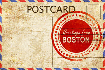 boston stamp on a vintage, old postcard © Argus
