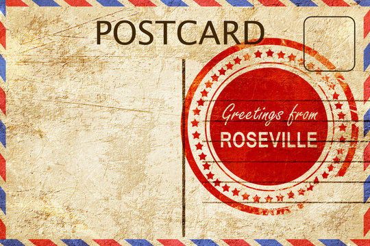 Roseville Stamp On A Vintage, Old Postcard