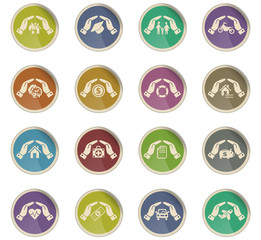 insurance hand icon set