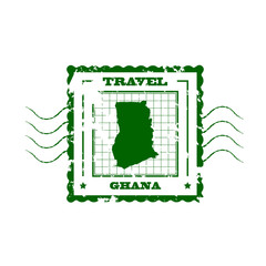 Rubber Stamp with Map of Ghana,vector illustration