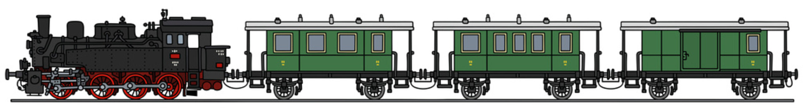 Steam train / Hand drawing, vector illustration