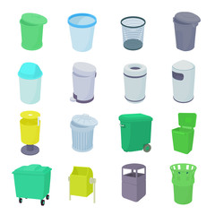 Trash bin set icons