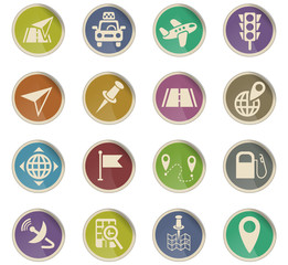 navigation ransport map icon set