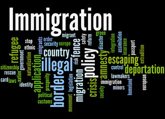 Immigration, word cloud concept 3