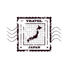 Rubber Stamp with Map of Japan,vector illustration