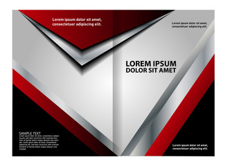 Vector empty bi-fold brochure print template red design, booklet layout
