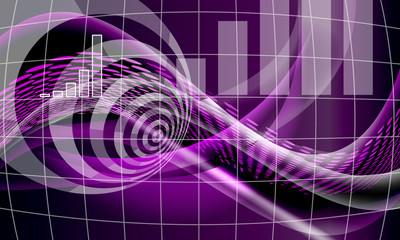 Purple vector abstract background with lines and waves and diagr