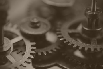 Close up of cogs inside a clock