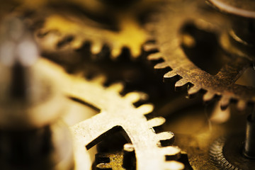 Close up of cogs inside a clock