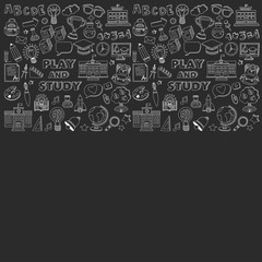 Back to School doodle set. Linear icons