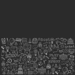 Back to School doodle set. Linear icons