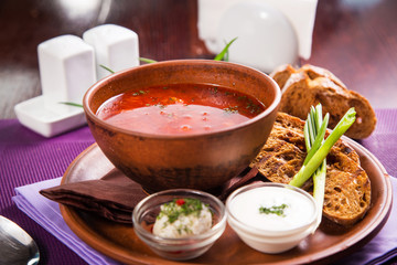 borsch with sour cream