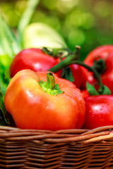 Fresh vegetables in weaved basket