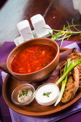 borsch with sour cream