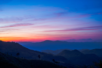 Beautiful view of sunrise and village  at doi angkhang mountain,