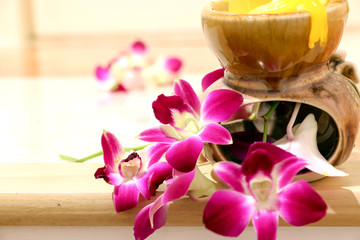 pink orchid and candle 4253