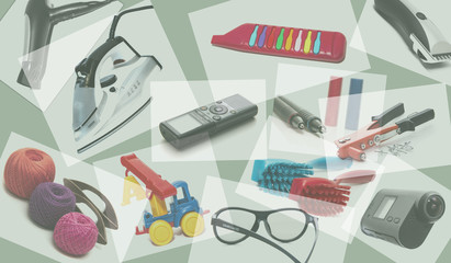 collage for advertising a large assortment of goods translucent background