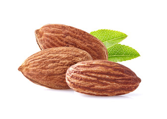 Almonds kernel with leaves