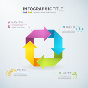 Business infographic rotate arrow chart time laps