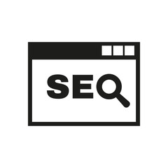 The SEO icon. WWW and browser, development, search symbol. UI. Web. Logo. Sign. Flat design. App.
