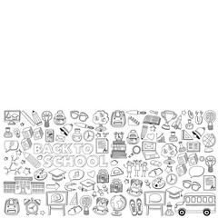 Back to School doodle set. Linear icons