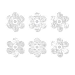 set of 6 stylized paper flowers