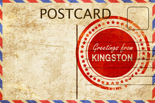 kingston stamp on a vintage, old postcard