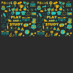 Back to School doodle set. Linear icons