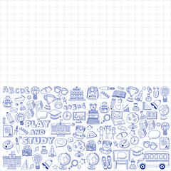 Back to School doodle set. Linear icons