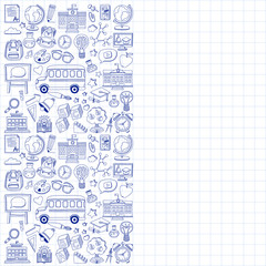 Back to School doodle set. Linear icons