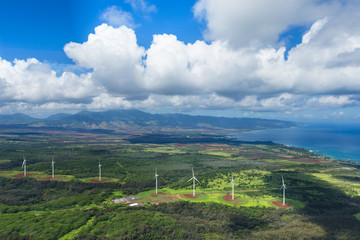 Fototapeta na wymiar aerial view of Wind generator turbine