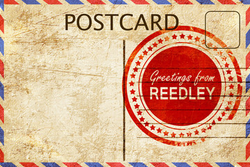 reedley stamp on a vintage, old postcard