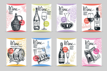 Vector wine background. Winery vintage illustration. 