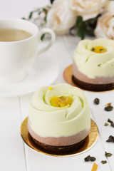French mousse entremet with chocolate velour