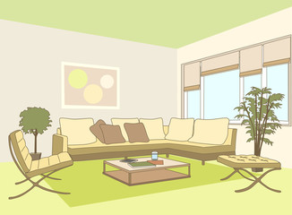 Contemporary Living Room with Sofa
