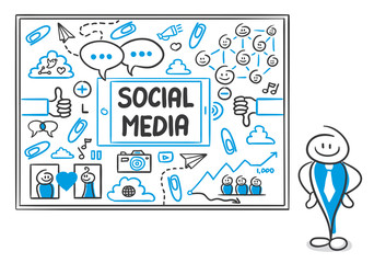 Stick Figure Series Blue / Social Media