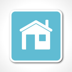 house blue flat design vector web icon