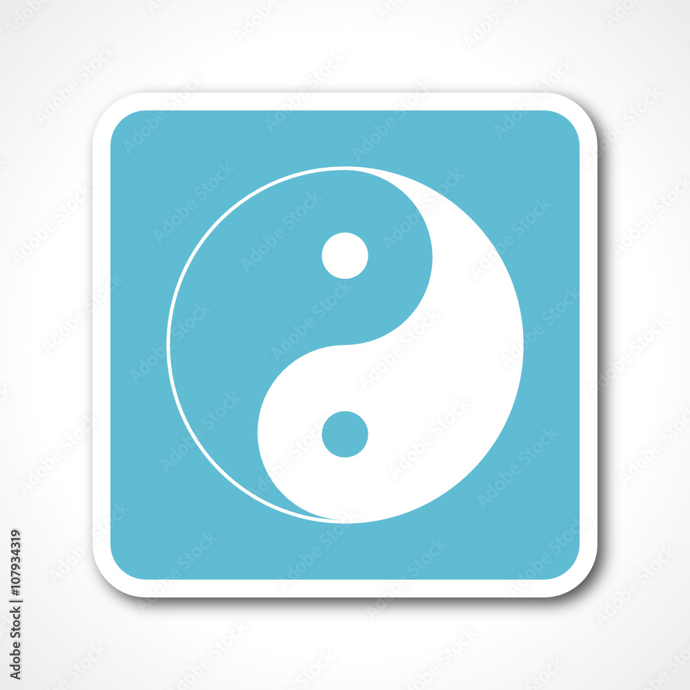 Poster ying yang blue flat design vector web icon