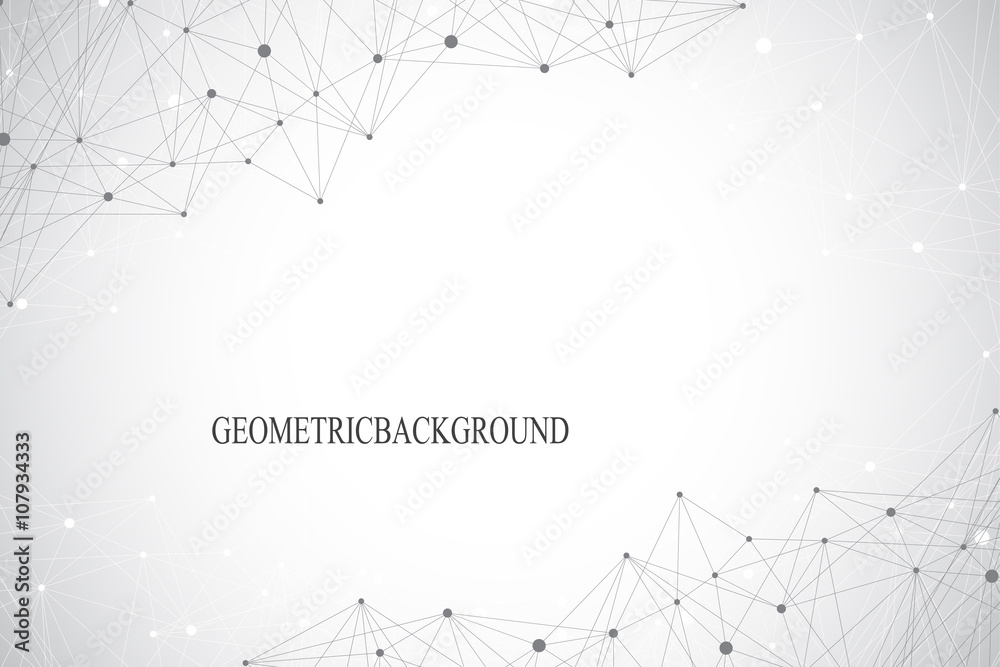 Poster geometric abstract background with connected line and dots. vector illustration