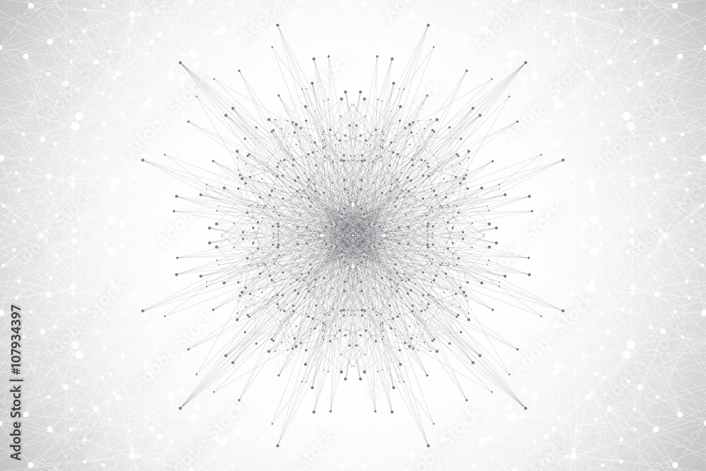 Aufkleber Geometric abstract form with connected line and dots. Graphic background for your design. Vector illustration