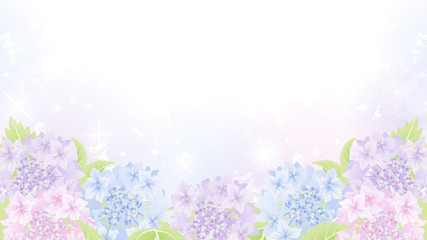 Fototapeta na wymiar Hydrangea Flowerbed background - 紫陽花　花壇　背景