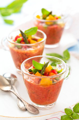 Gazpacho soup in cups.