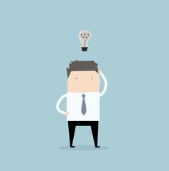 Thinking businessman. Searching for new ideas. No idea right now. Business concept illustration.